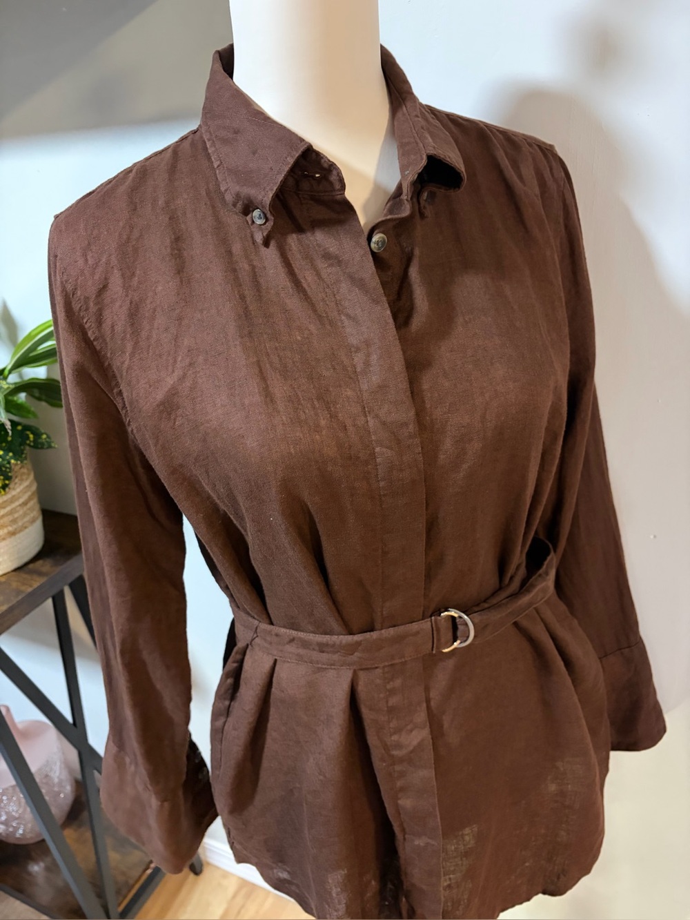 Banana Republic Linen Belted Tunic is chocolate brown
